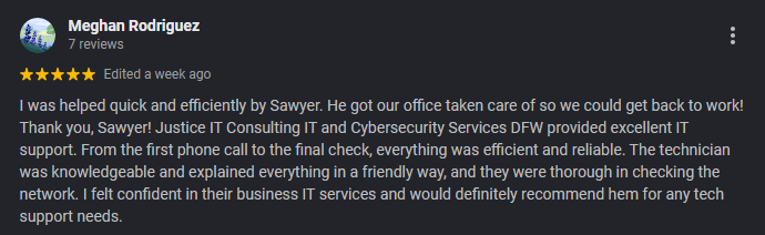 Google review mentioning Sawyer Mote